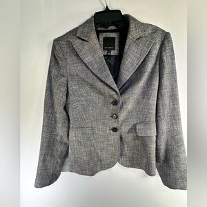 The Limited Gray Plaid Notch-Lapel Blazer